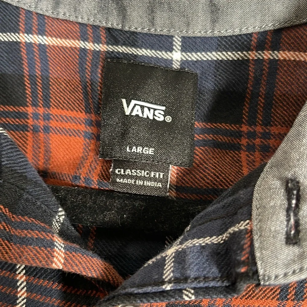 VANS Sycamore Flannel Long Sleeve Shirt, Dress Blue Sequoia, Size Large, Stylish - Picture 7 of 15
